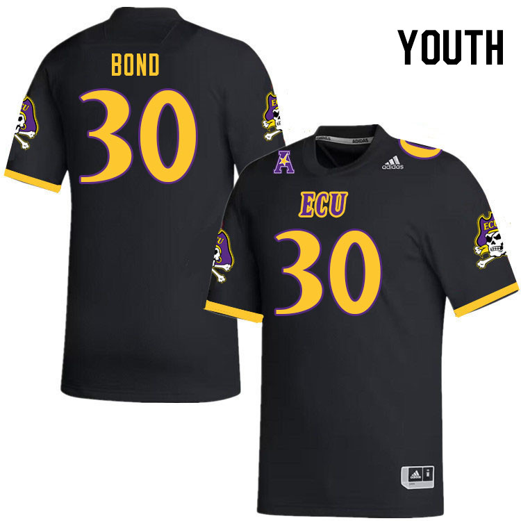 Youth #30 Javoius Bond ECU Pirates 2023 College Football Jerseys Stitched-Black - Click Image to Close